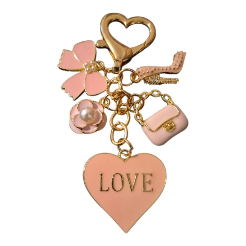 Crystal Aura Lip Oil + Heart Charm Keychain/Bag Charm Set